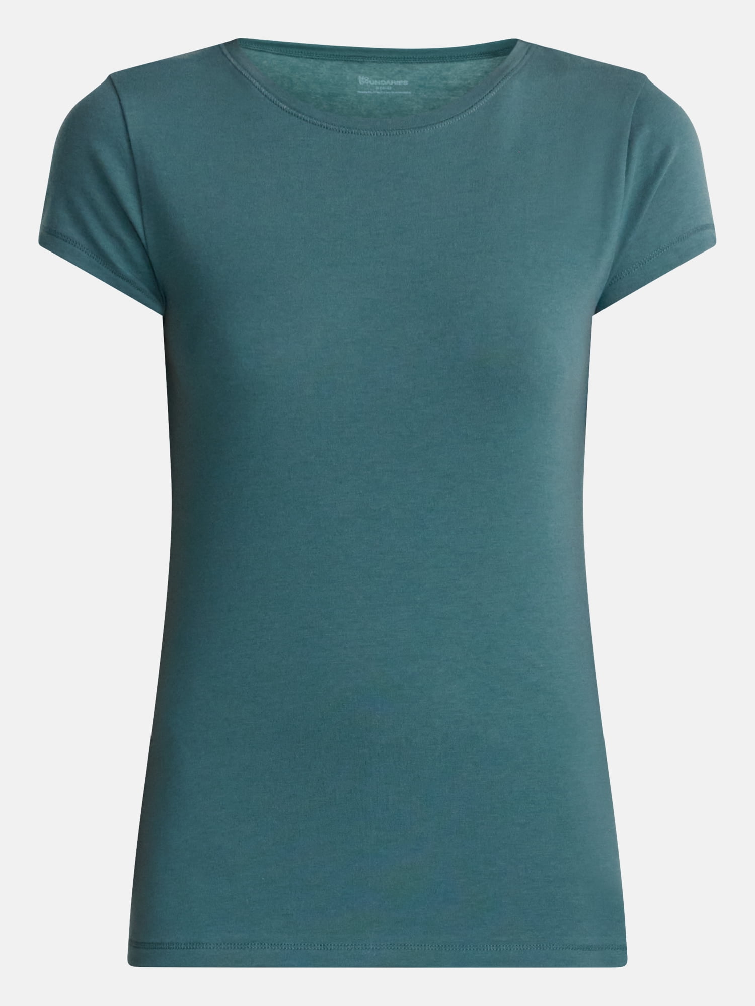 No Boundaries Crewneck Tee with Short Sleeves, Women's XXS-XXL