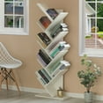 thumbnail image 2 of Basicwise QI003457.WT 55.5 x 19.75 x 9.25 in. Wooden 9-Shelf Tree Magazine CD Storage Bookcase, White, 2 of 5