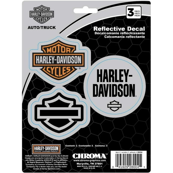 Harley-Davidson 3-Piece Reflective B&S H-D Logos Decals - Silver - 6 x 8 in., Harley Davidson