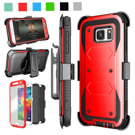 Galaxy S7 Case, [Built-in Screen Protector] Shock Absorbing Holster Locking Belt Clip Defender Heavy Case Cover For Samsung Galaxy S7 S VII G930 GS7 All Carriers Njjex [New Shell]