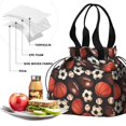 thumbnail image 4 of Baseball Football Pattern Drawstring Lunch Bag Women - Drawstring Lunch Bag Insulated for Work Office - Stain-Resistant Large Lunchbags for Women with Multi-Pockets, 4 of 6