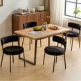 thumbnail image 3 of Furniliving Modern Dining Chairs Set of 2, Upholstered Dining Room Chairs with Black Metal Legs, Curved Backrest, Round Thicken Kitchen Chairs for Dining Room, Island, Faux-Teddy, Black, 3 of 10