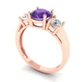 thumbnail image 2 of Three-Stone Engagement Ring for Women - 1.5ct Natural Amethyst in 14K Rose Gold Promise Ring, 2 of 6