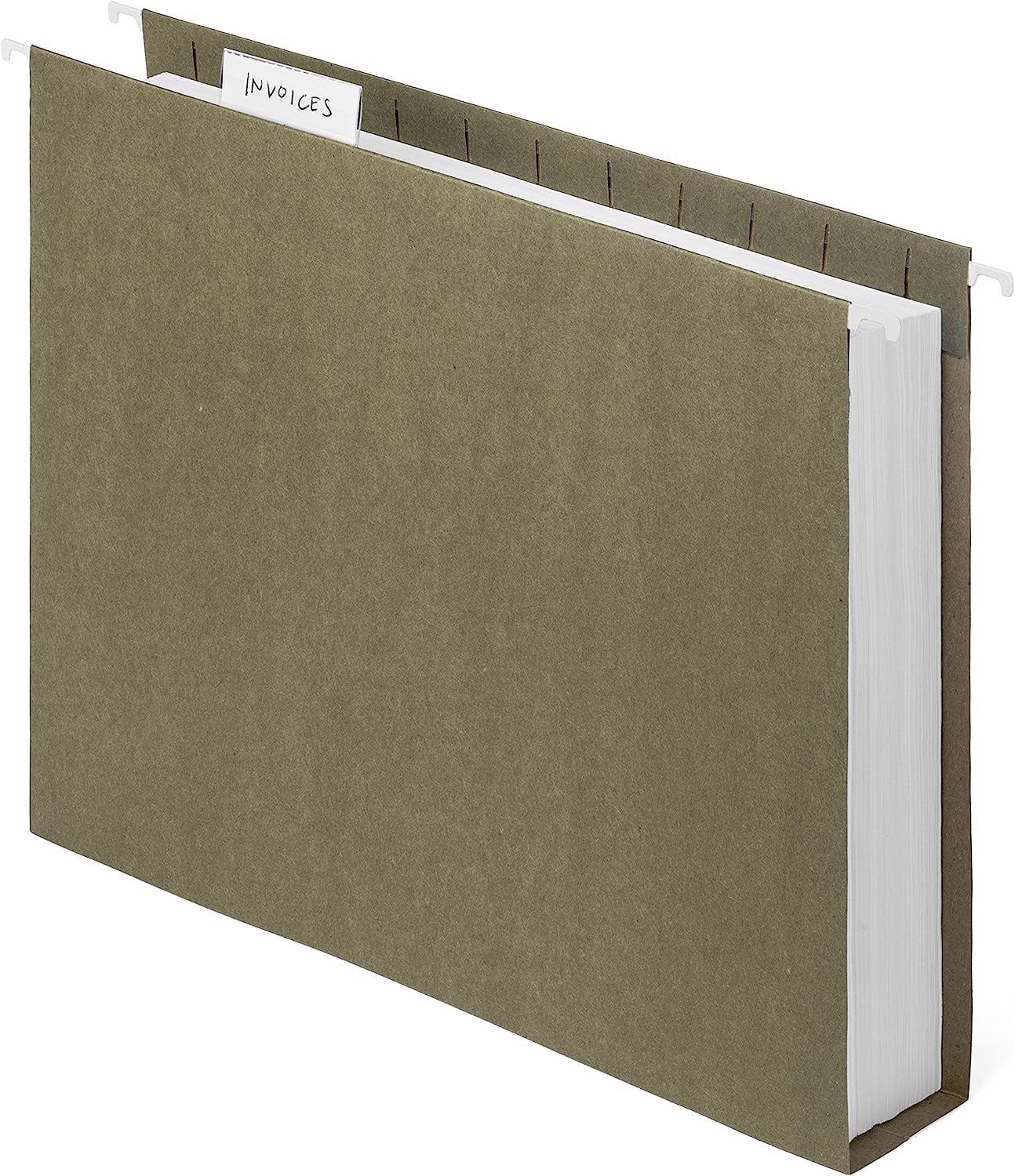 25 Pack Extra Capacity Hanging File Folders Letter Size, Reinforced Green Hanging File Folders, Heavy Duty 2 Inch Expansion, Designed for Wide, Bulky Files and Charts