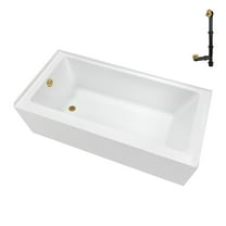 Streamline NAL-5560-BGL 60 in. x 32 in. Acrylic Left-Hand Drain Alcove Bathtub in Glossy White With External Drain in Brushed Gold