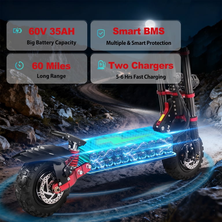 ZonDoo ZO03 Plus Adult Electric Scooter, 6000W, 58 MPH, 60 Mile