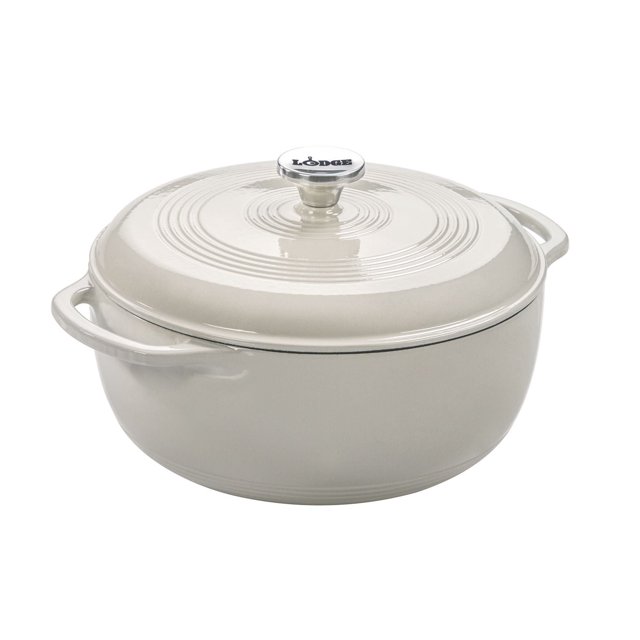 Lodge Cocotte émaillée, blanc - 6 qt.