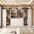 thumbnail image 5 of Homieasy U-Shaped Closet Organizer System, 104'' Wide Wardrobe Closet with 8 Drawers, 4 Hanging Rods, and 13 Storage Shelves, Large Closet System for Walk-in Closet, White, 5 of 7