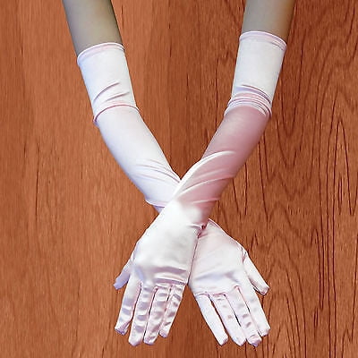 Women's Party Opera Night Club Stripper Bridal Evening Wedding Satin Arm Hand Sleeve Long Gloves ? PINK