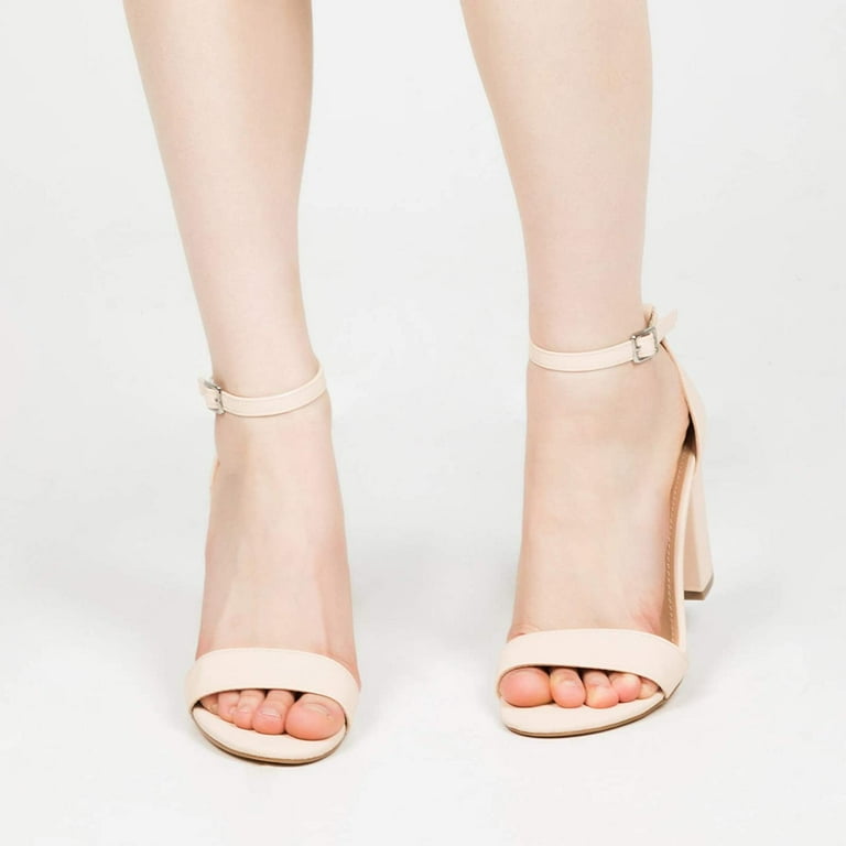 Pennysue Women s Chunky Block Heels Sandals Women Dress Shoes Nude Size 7 Walmart