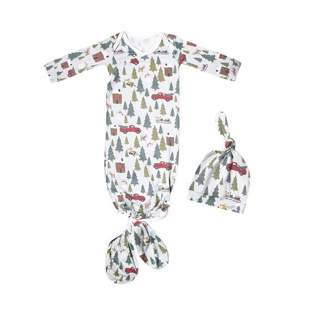 Saco de dormir suave para bebé con sombrero Manta envolvente de algodón puro Árbol perfke Swaddle para dormir infantil