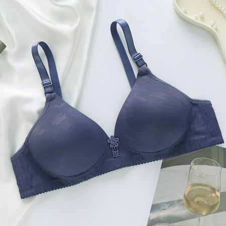 ALLLIST Plus Size Underwear for Women Push up No Wire Plunge Blue Solid T-Shirt Women Lingerie Size 42