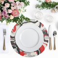 thumbnail image 4 of Ryvnso Red Gray Liquid Marble Round Plate Mats Dining Table Placemat Set of 4 for Holiday Decoration, 4 of 7