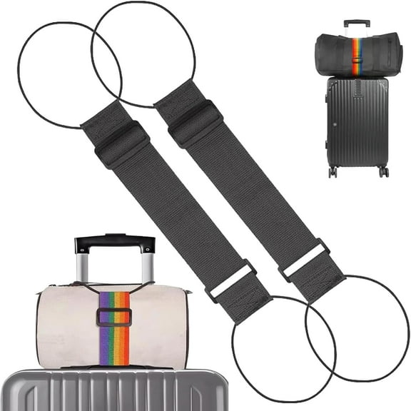 Luggage Straps for Suitcases (2-Pack) - Adjustable Luggage Connector Straps for Secure Stacking, Hands-Free Travel & Easy Identification | Strong Travel Strap for Airport, Train, Cruise(wwx)
