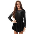 thumbnail image 5 of CHICTRY Womens Rhinestones Dance Dress Mesh Long Sleeve Skating Costume, 5 of 7