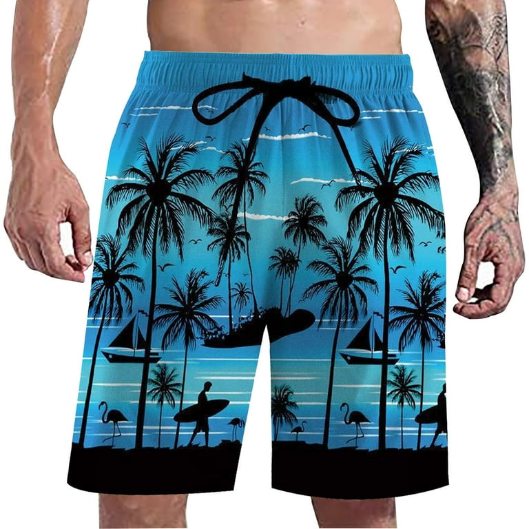 Ierhent Men S Beach Shorts Mens Swimming Trunks 6 Inch Inseam Swim Shorts Summer Bathing Suit Swimwear Beachwear with Pockets Blue 4XL