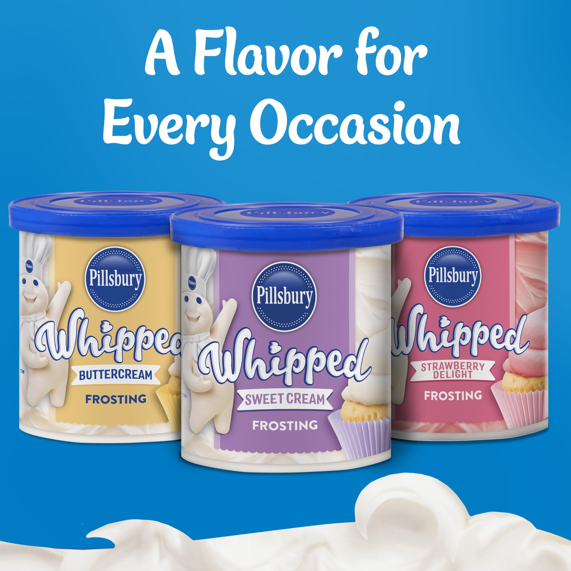(8 pack) Pillsbury Whipped Sweet Cream Frosting, 12 oz Tub