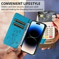 thumbnail image 6 of iPhone 15 Plus Case Wallet with Cards Holder,Allytech Stylish Butterfly Embossed Shockproof Protective Flip Stand Cover for Girls Women Hand Wrist Wallet Case for Apple iPhone 15 Plus - Blue, 6 of 10
