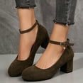 thumbnail image 2 of Women's Mary Jane Pumps Platform Round Toe Dress Shoes with Suede Buckle Strap Comfortable High Heels for Evening Party Green Size 7.5, 2 of 5