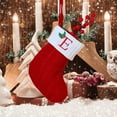 thumbnail image 3 of Christmas Stocking 8 Inch Mini Red Monogram with Berry Decor, Christmas Initial Letter Cable Knit Stockings with White Cuffs for Xmas Home Family Fireplace Hanging Gifts DIY Decorations, 3 of 3
