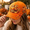 thumbnail image 4 of Voska Thanksgiving Harvest Baseball Cap Adjustable Fall Autumn Turkey Pumpkin Printed Hat Adult Casual Holiday Party Accessory D One Size, 4 of 5