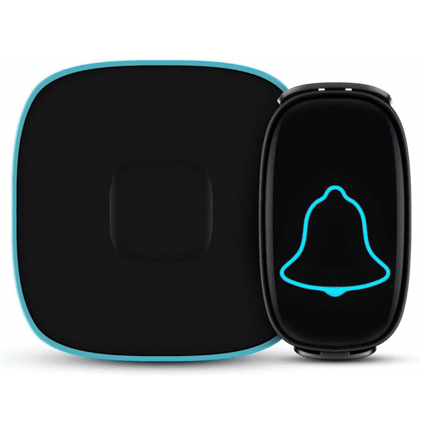 Timbre Inalámbrico Impermeable Malubero Con 1 Transmiso 1 Receptores Negro Led Azul
