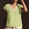 thumbnail image 6 of Babysbule Cotton Blend V-Neck Tops Women's Lace Trim Short Sleeve Relaxed Casual Summer Top, 6 of 6
