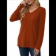 thumbnail image 3 of Blusas de Larga para Mujer, Camisetas con Cuello en V, Suéteres Tipo Túnica Ligeros, Moda Color Caramelo M, 3 of 9