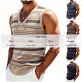 thumbnail image 3 of Ecqkame Mens Tank Tops Knitted Pit Stripe Slim Fit Textured Vest V-Neck Sleeveless Casual Lightweight Breathable Daily Versatile Tops Khaki Free Size, 3 of 7