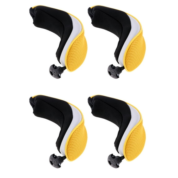 4Pcs/Set Mesh Golf Club Head Cover Hybrid UT Headcover with Number Tag Replacement