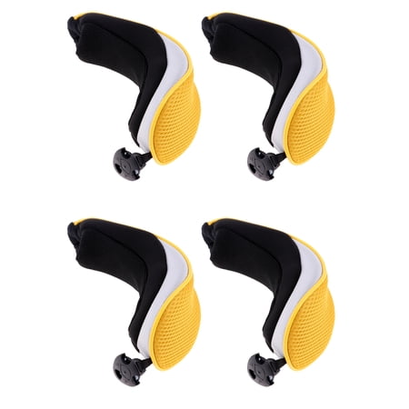 4 Pieces Golf Hybrid UT Club Head Cover Headcover with Number Tag Yellow