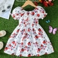 thumbnail image 7 of Jamsmile Toddler Girls Dress Summer Puff Sleeve Floral Print Princess Dresses casual children girls Vacation Beach Sundress, 7 of 7