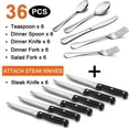 thumbnail image 2 of 36-Piece Cutlery Set with Steak Knives, Stainless Steel Flatware Set for 6, Fancy Silverware Eating Utensils Tableware, Include Fork Spoon Knife, Mirror Finish, Dishwasher Safe, 2 of 7