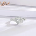 thumbnail image 2 of Heart Cut Diamond Wedding Ring, Double Halo Diamond Engagement Ring, Criss Cross Shank Pave Set Diamond Ring, Promise Ring For Her, 14K White Gold Plated, 2.3 Ct Simulated Diamond, 2 of 3