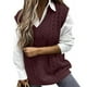thumbnail image 2 of Suéter sin mangas para mujer, blusa informal de color liso con cuello en V, holgada y sin mangas, 2 of 6
