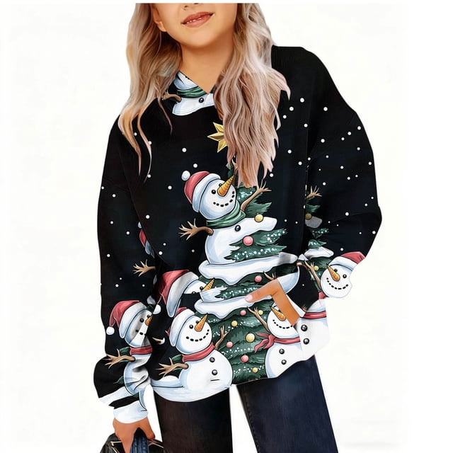 Birdeem Chandails en Molleton de Noël pour Femmes, Noël pour Maman, Chandail en Molleton de Noël, Manches Longues, Col Rond, Imprimé, Chaud, Maman, Longs Chandails en Molleton pour Femmes, Chandails en Molleton Maman pour Femmes