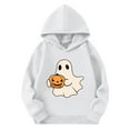 thumbnail image 2 of bbymog Halloween Boys Hoodie Long Sleeve Cute Spooky Hoodies for Teen Girls Fall Winter Kids Clothing White 9 Years, 2 of 7
