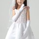 thumbnail image 2 of 1 par de boda Guantes de niña de flores Guantes largos de satén decorados para la fiesta de bodas - Tamaño M (blanco), 2 of 6
