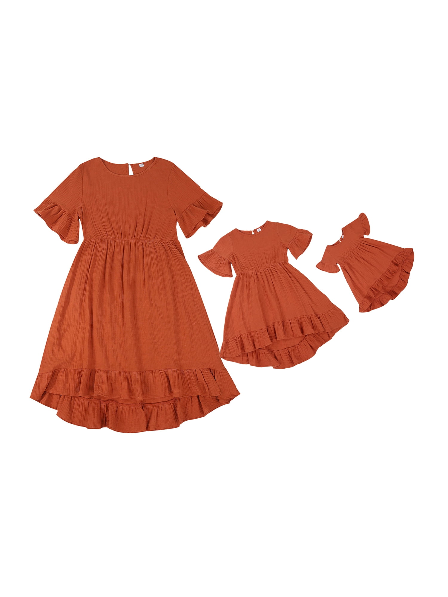 Diconna Family Matching Dress Outfits Infant Kids Girls Baby Mom Dress Gown ParentChild Solid
