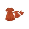 thumbnail image 2 of Honganda Mother  Daughter Family Matching Dress Solid Color Irregular Dress, 2 of 6