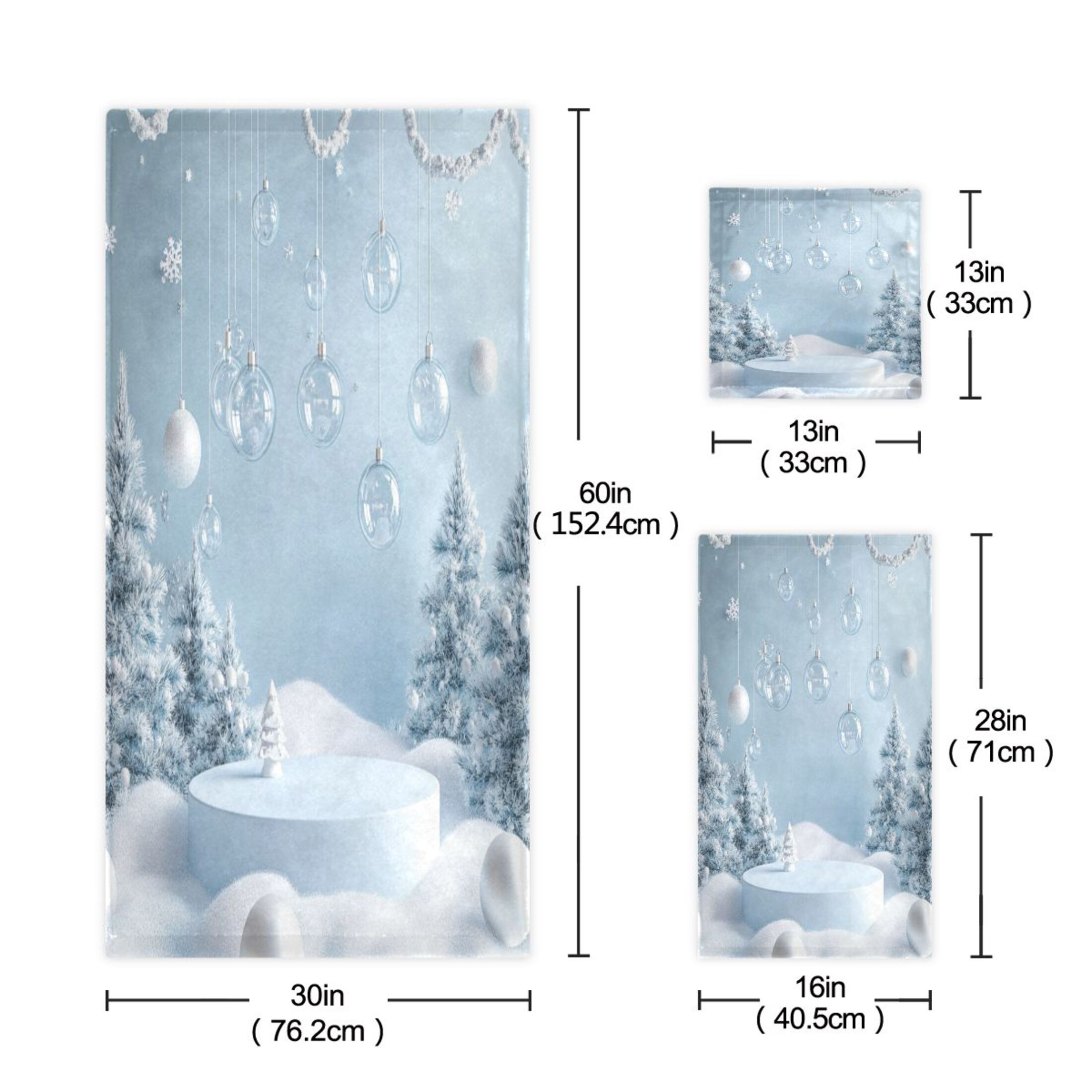 3 Piece Bath Towels Set Bath Towel, Hand Towel and Face Towel for Bathroom, Gym, Hotel Winter Christmas Decorations