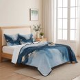 thumbnail image 5 of Twin XL Quilt Set 68''x98'', Navy Blue Marble Lightweight Summer Bedspread Coverlet Set with 2 Pillow Shams, Modern Abstract Ink Painting Breathable All Season Quilt Bedding for Dorm/Guest Room, 5 of 9