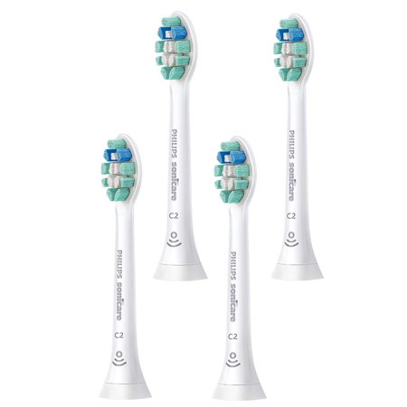 4 Pack Philips C2 Optimal Plaque Defence Replacement Brush Heads, White, HX9024