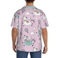 thumbnail image 5 of Naloa Llama Unicorn and Rainbow Men's Loose Fit Cuban Collar Short-Sleeve Shirt with Button-down and Chest Pocket for Everyday Wear Outings - Medium, 5 of 7