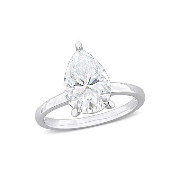3.00 Carat (Ctw) Lab-Created Pear-Cut Moissanite Engagement Ring in Sterling Silver for Women