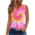 thumbnail image 2 of Nrmvnmi Plus Size Tank Tops for Women V Neck Sleeveless Tie Dye Shirt Casual Summer Solid Color Oversized Tanks Mothers Day Gifts, 2 of 5