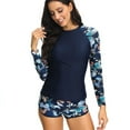 thumbnail image 3 of SWSMCLT Women's Beach Rash Guard Swimsuit Long Sleeve Hawaiian Fall Bathing Suit 2 Piece Surfing Slimming Short Casual Style3 Medium, 3 of 4