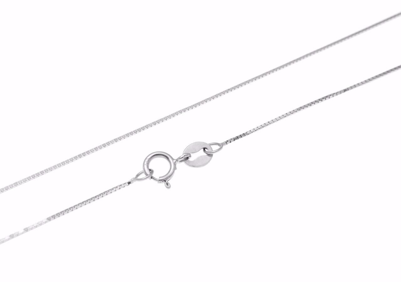 14K solid white gold 0.6mm box chain necklace 22"