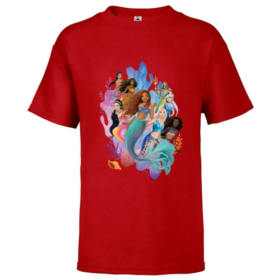 Disney The Little Mermaid Ariel Royal Ocean Family - Short Sleeve T-Shirt for Kids - Customized-Red