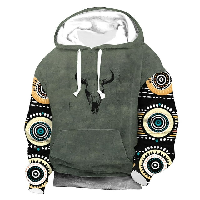 Sudadera con capucha para hombre, estilo empalme, estampado de movimiento, manga larga, blusa de poliéster para hombre